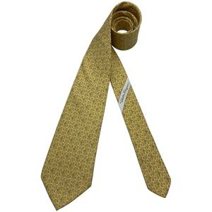 SALVATORE FERRAGAMO XL Yellow Giraffe Cloud Silk LUXURY Tie ITALY